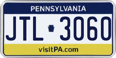 PA license plate JTL3060