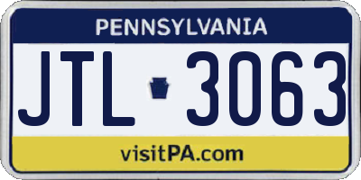 PA license plate JTL3063