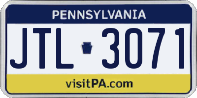 PA license plate JTL3071