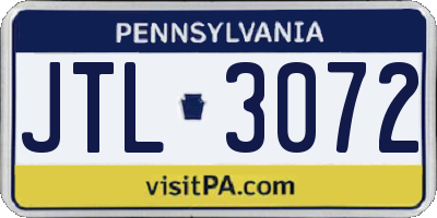 PA license plate JTL3072