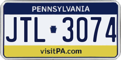 PA license plate JTL3074