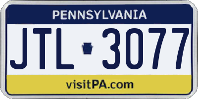 PA license plate JTL3077