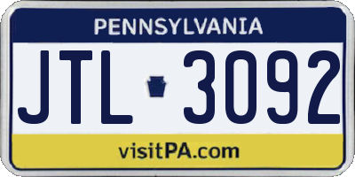 PA license plate JTL3092