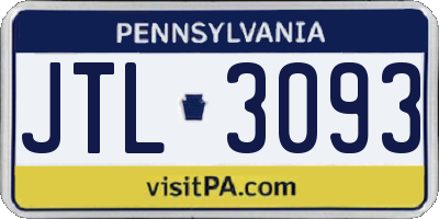 PA license plate JTL3093