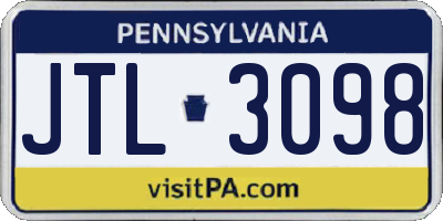PA license plate JTL3098