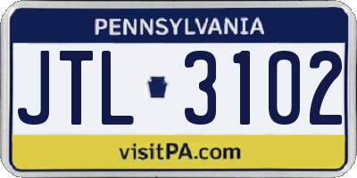 PA license plate JTL3102
