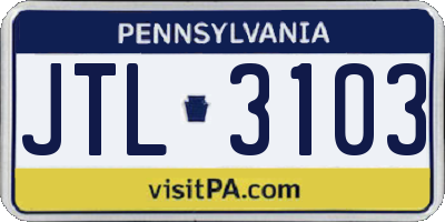 PA license plate JTL3103