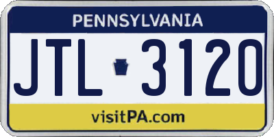 PA license plate JTL3120