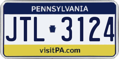 PA license plate JTL3124