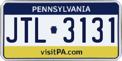 PA license plate JTL3131