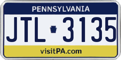 PA license plate JTL3135