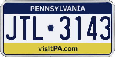 PA license plate JTL3143