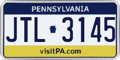 PA license plate JTL3145