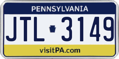 PA license plate JTL3149