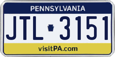 PA license plate JTL3151