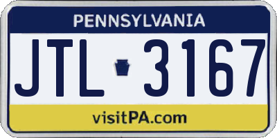 PA license plate JTL3167