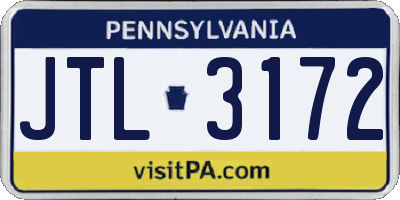 PA license plate JTL3172