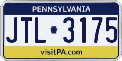 PA license plate JTL3175