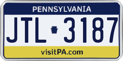 PA license plate JTL3187