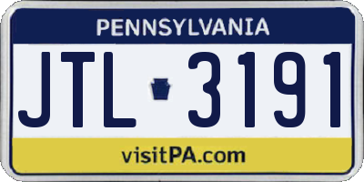 PA license plate JTL3191