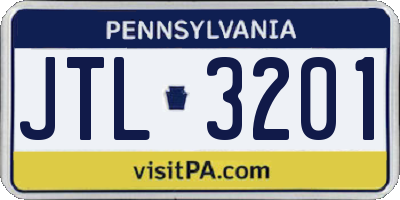 PA license plate JTL3201