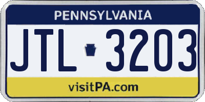 PA license plate JTL3203