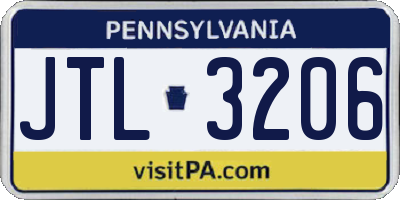 PA license plate JTL3206