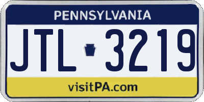 PA license plate JTL3219