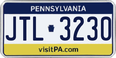 PA license plate JTL3230