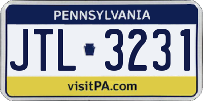 PA license plate JTL3231