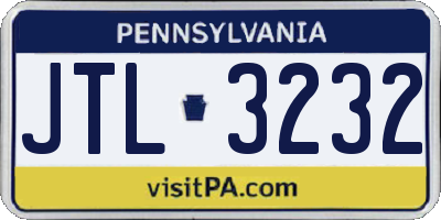 PA license plate JTL3232
