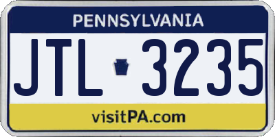 PA license plate JTL3235