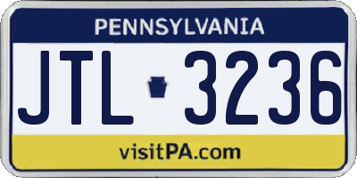 PA license plate JTL3236