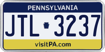 PA license plate JTL3237
