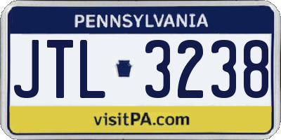 PA license plate JTL3238