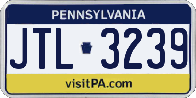PA license plate JTL3239