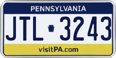 PA license plate JTL3243