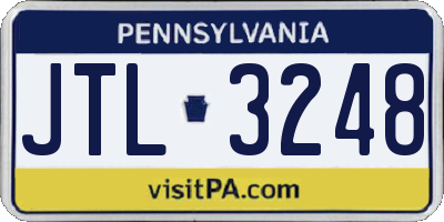 PA license plate JTL3248