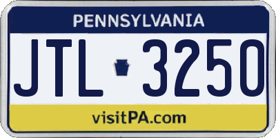 PA license plate JTL3250
