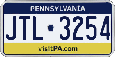 PA license plate JTL3254