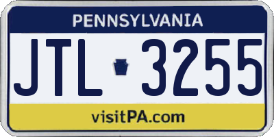PA license plate JTL3255