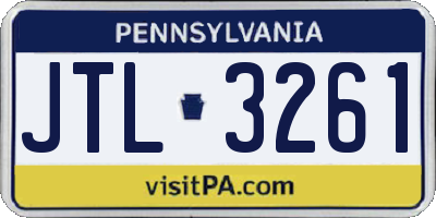 PA license plate JTL3261