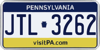 PA license plate JTL3262