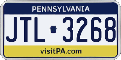 PA license plate JTL3268