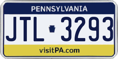 PA license plate JTL3293