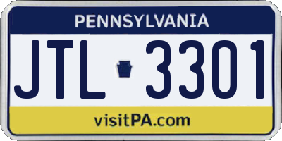 PA license plate JTL3301