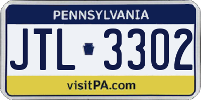 PA license plate JTL3302