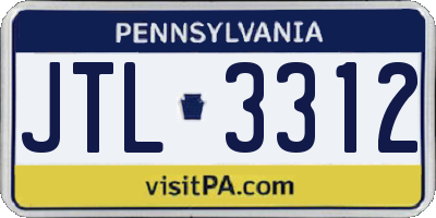 PA license plate JTL3312