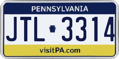 PA license plate JTL3314