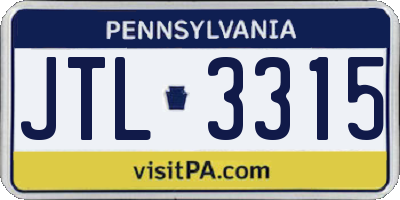 PA license plate JTL3315